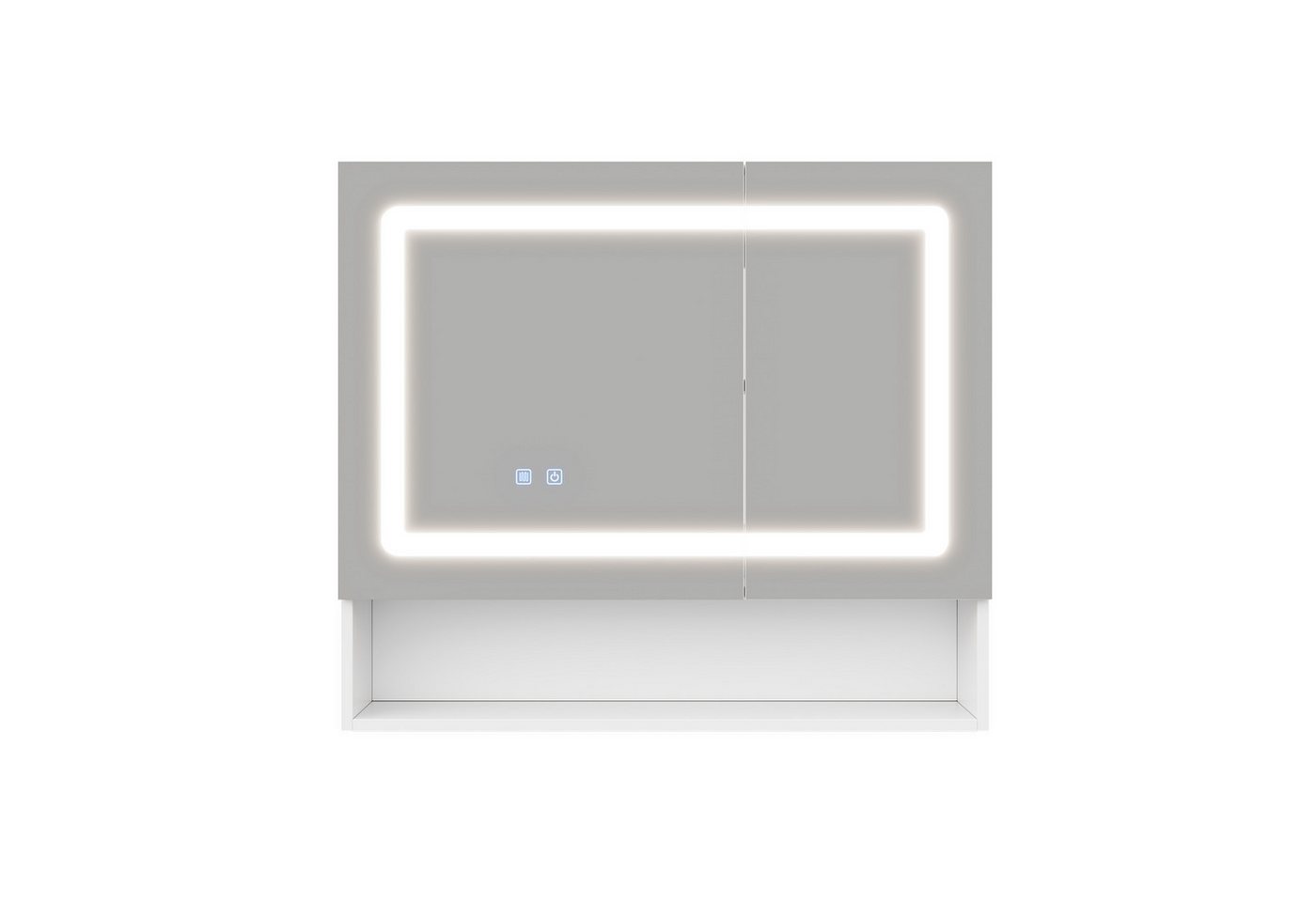 Flieks Badezimmerspiegelschrank Spiegelschrank mit Doppeltür, Ein-Knopf-Entfeuchtung, LED-Beleuchtung (80x17x70 cm, 1-St., Entnebelungsfunktion, Helligkeit einstellbar, Soft-Close-Funktion) Badezimmerschrank mit verstellbare Einlegeböden Wandschrank Bild 4