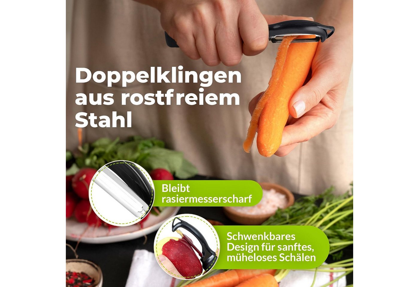Forrlite Sparschäler Sparschäler Profi Pendelklinge für Kartoffeln, Spargel, Obst & Gemüse, (Sparschäler 2er Set Edelstahl Y- & I-Form Gemüseschäler für Obst Gemüse Kartoffeln)