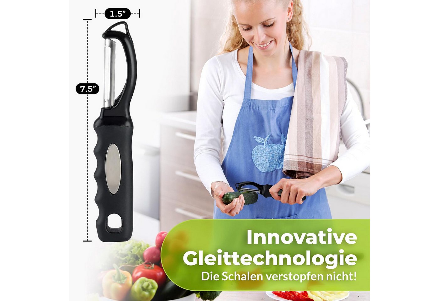 Forrlite Sparschäler Sparschäler Profi Pendelklinge für Kartoffeln, Spargel, Obst & Gemüse, (Sparschäler 2er Set Edelstahl Y- & I-Form Gemüseschäler für Obst Gemüse Kartoffeln) Bild 3