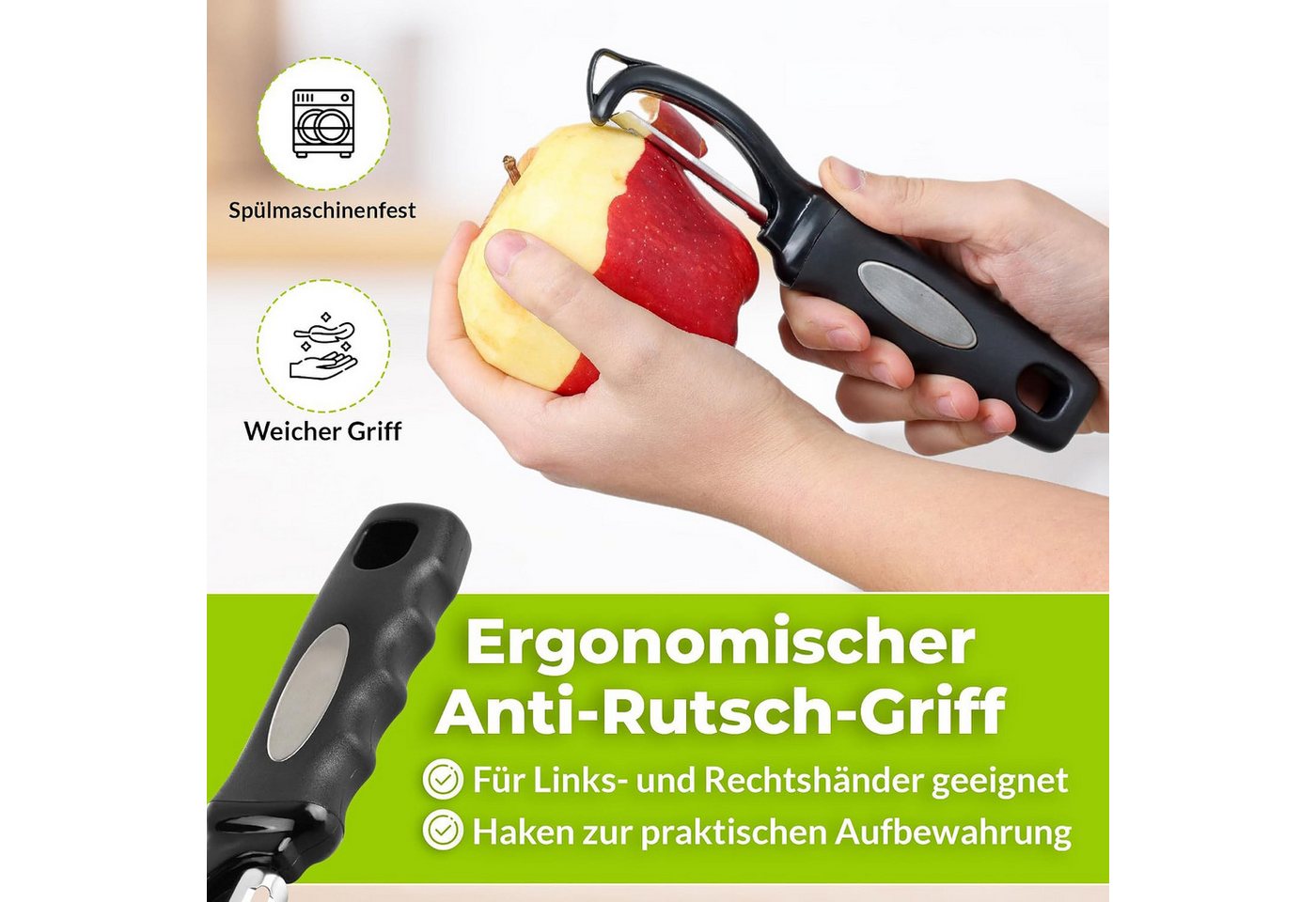 Forrlite Sparschäler Sparschäler Profi Pendelklinge für Kartoffeln, Spargel, Obst & Gemüse, (Sparschäler 2er Set Edelstahl Y- & I-Form Gemüseschäler für Obst Gemüse Kartoffeln) Bild 4