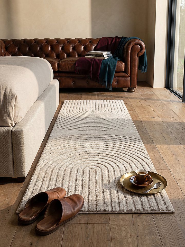 KADIMA DESIGN Teppich MUOTA Teppichläufer Beige 80x150 Geometrisch Polypropylen Wohnraum, Läufer, Höhe: 13 mm, Saugroboter-geeignet, Strapazierfähig, Farbecht, Pflegeleicht Bild 3