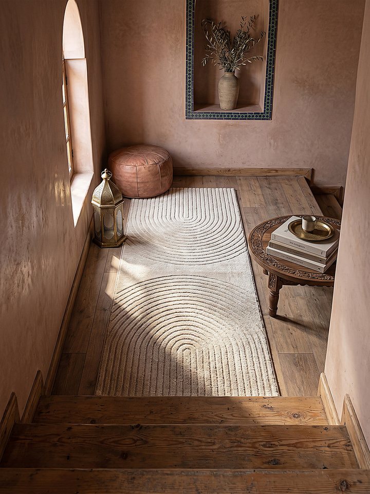 KADIMA DESIGN Teppich MUOTA Teppichläufer Beige 80x150 Geometrisch Polypropylen Wohnraum, Läufer, Höhe: 13 mm, Saugroboter-geeignet, Strapazierfähig, Farbecht, Pflegeleicht Bild 4