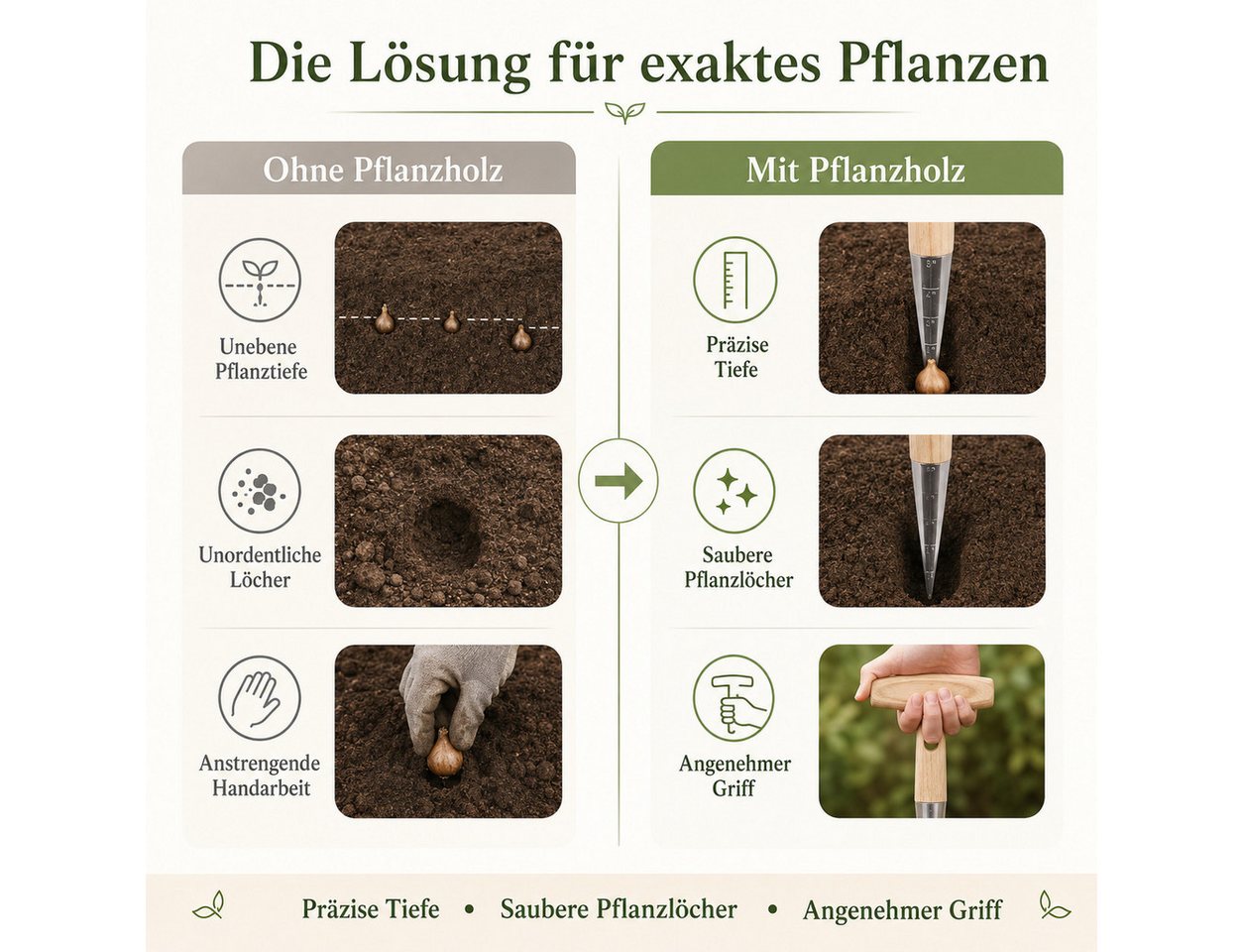 esschert design Pflanzkelle Pflanzholz mit Tiefenmarkierungen für präzises Pflanzen, (1 St)