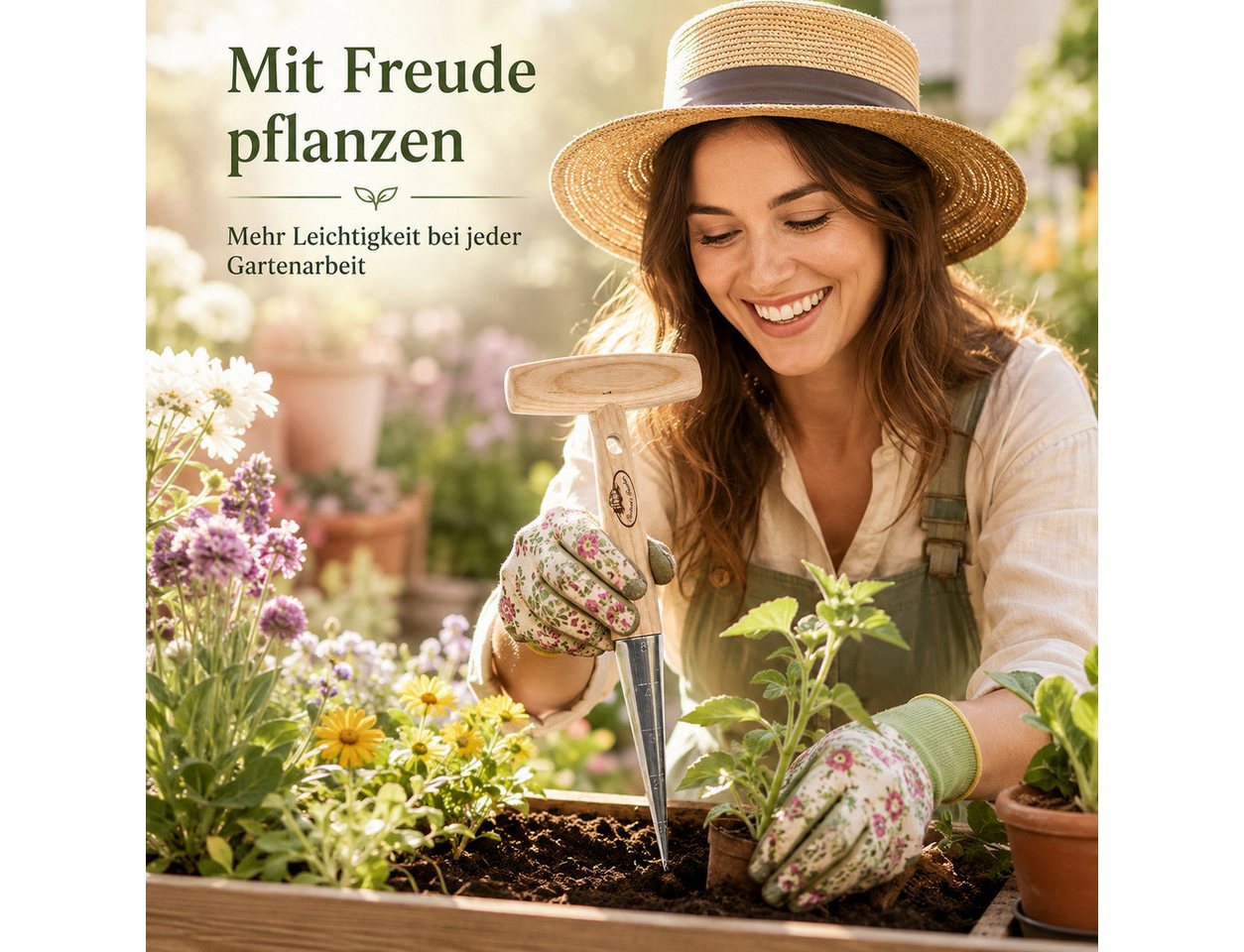 esschert design Pflanzkelle Pflanzholz mit Tiefenmarkierungen für präzises Pflanzen, (1 St) Bild 2