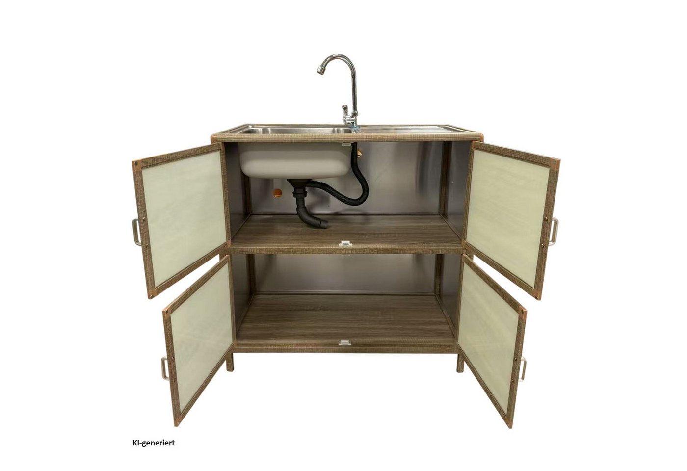 HTI-Living Küchenspüle Spüle mit Abtropfläche und Unterschrank, 83/43 cm, (Stück, 1 Outdoorspüle), für Garten und Camping mit Edelstahl-Armatur Bild 4