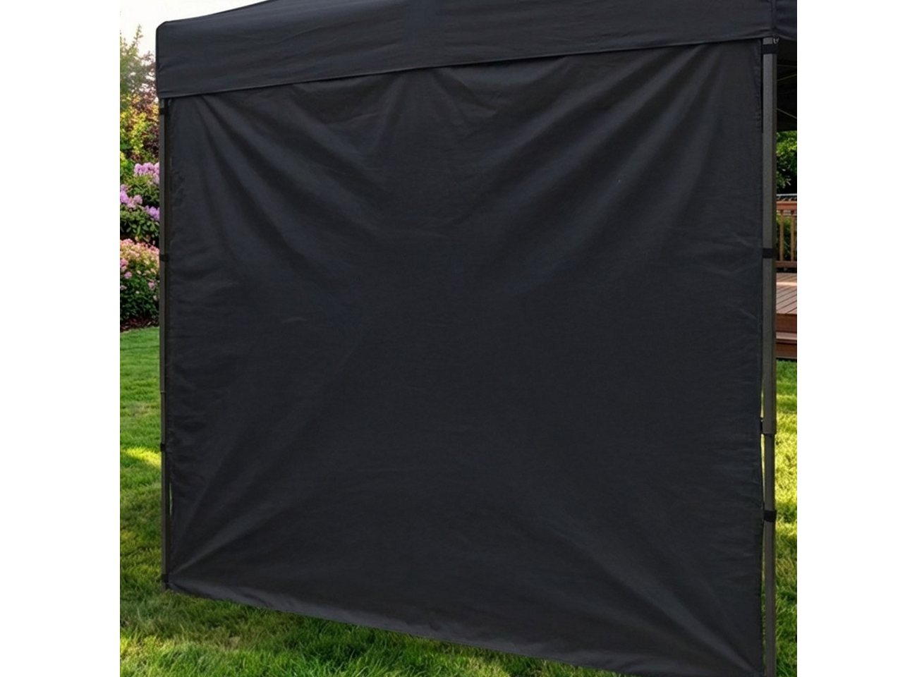 Westerholt Faltpavillon Faltpavillon 3x3m Ultra-Kompakt Schwarz Partyzelt inkl. 2 Seitenteile, Pop-Up Gartenzelt flexibler Sichtschutz-Set 1,86m Durchgang Bild 2