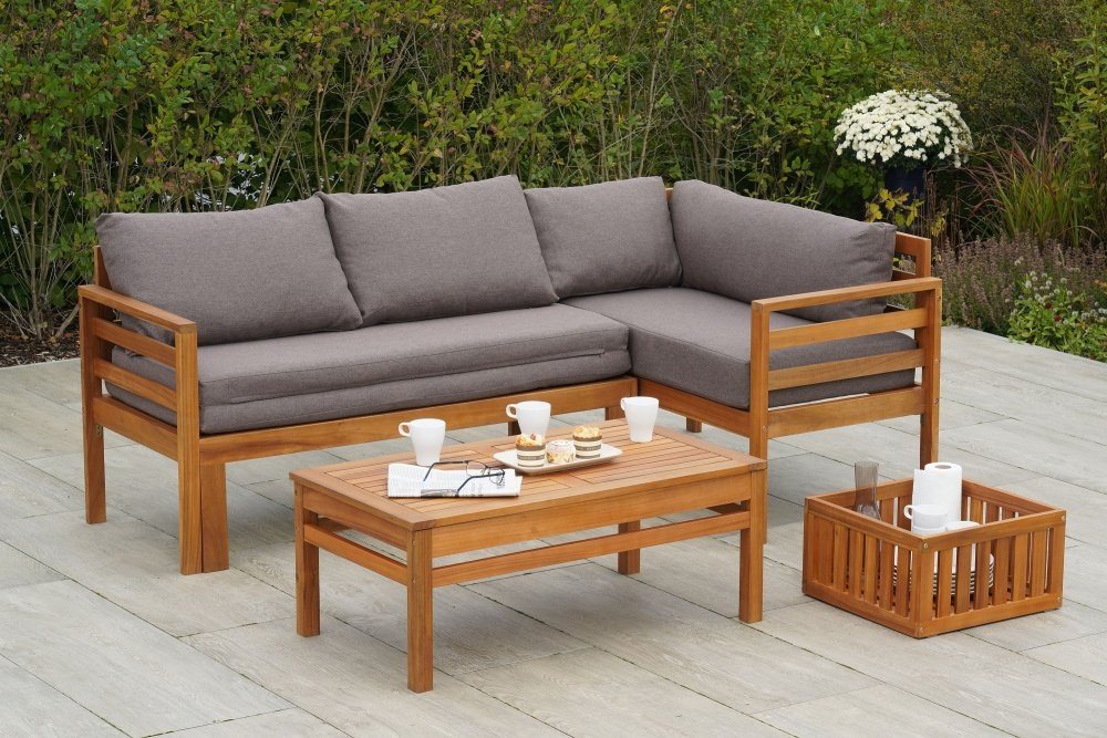 Gartenmöbel Ambiente Gartenlounge-Set Paraguay, (Multifunktionsset, Eckset mit ausziehbarer Sitzfläche), ausziehbare Sitzfläche, höhenverstellbarer Tisch Bild 2
