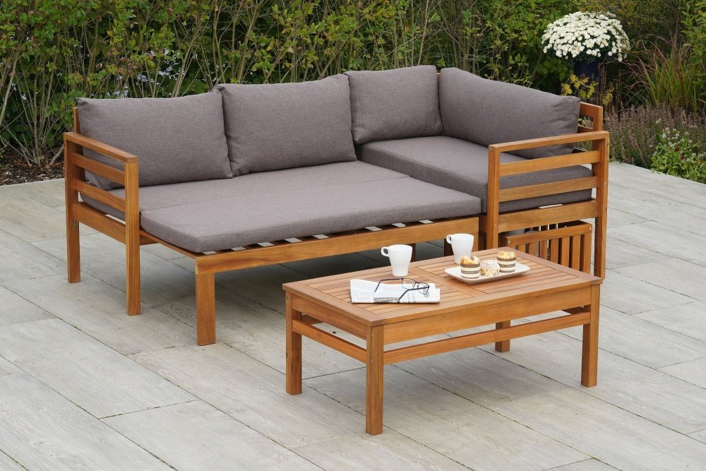 Gartenmöbel Ambiente Gartenlounge-Set Paraguay, (Multifunktionsset, Eckset mit ausziehbarer Sitzfläche), ausziehbare Sitzfläche, höhenverstellbarer Tisch Bild 4