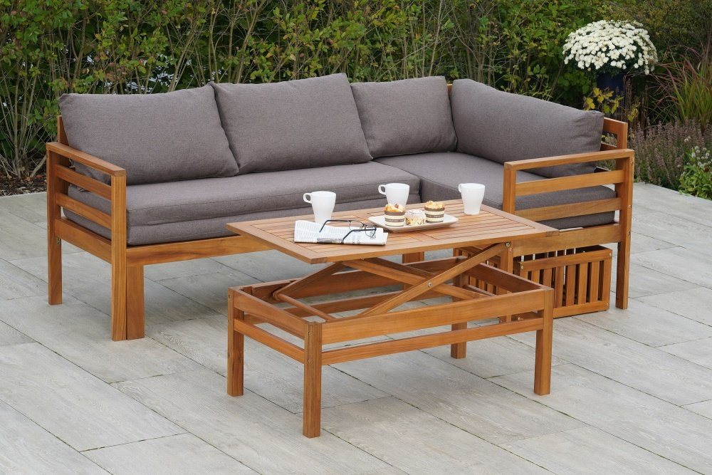 Gartenmöbel Ambiente Gartenlounge-Set Paraguay, (Multifunktionsset, Eckset mit ausziehbarer Sitzfläche), ausziehbare Sitzfläche, höhenverstellbarer Tisch Bild 5