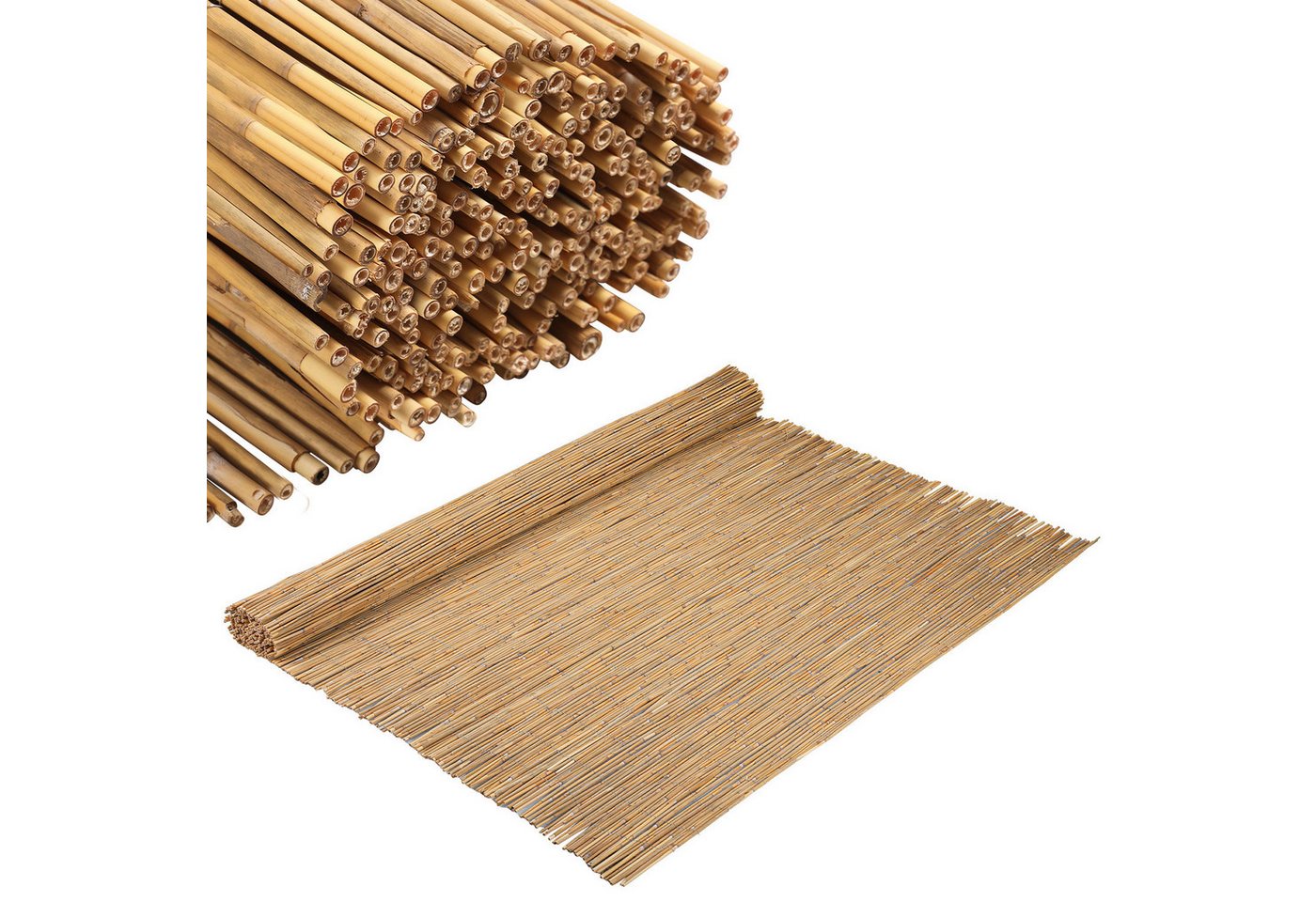 Clanmacy Sichtschutzzaunmatten Schilfrohrmatte 100x300cm Schilfmatte Windschutz Sichtschutz Garten, (aus natürlichem Schilfrohr, 1-St., Höhe 100cm x Länge 300cm), Sichtschutz Balkon ohne bohren Garten Schilfmatte