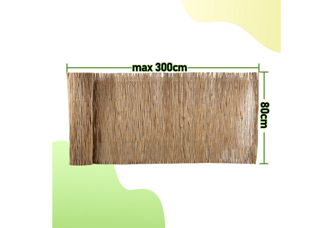 Clanmacy Sichtschutzzaunmatten Schilfrohrmatte 100x300cm Schilfmatte Windschutz Sichtschutz Garten, (aus natürlichem Schilfrohr, 1-St., Höhe 100cm x Länge 300cm), Sichtschutz Balkon ohne bohren Garten Schilfmatte Bild 5