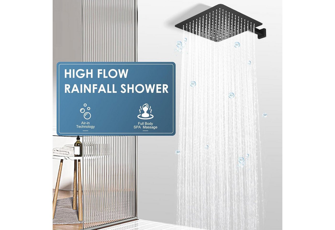 LuxusKollektion Regenduschkopf Duschkopf Regendusche Decke 30CM Schwarz 144 30CM B-mattschwarz Bild 5