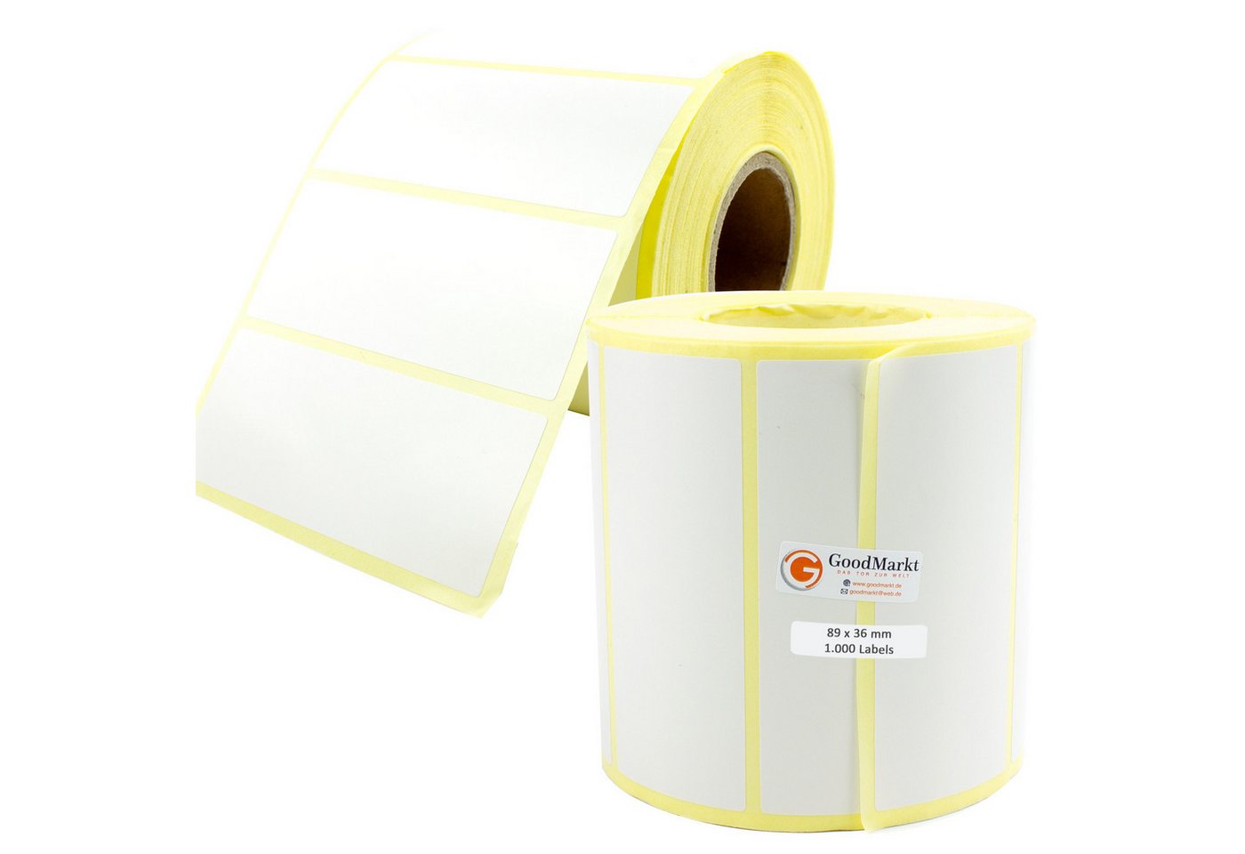GoodMarkt Etiketten 89x36mm Selbstklebende Thermo Etiketten auf Rolle 1000 Labels, Adressetiketten Haushaltsetiketten Bedruckbar Aufkleber für Büro Küche