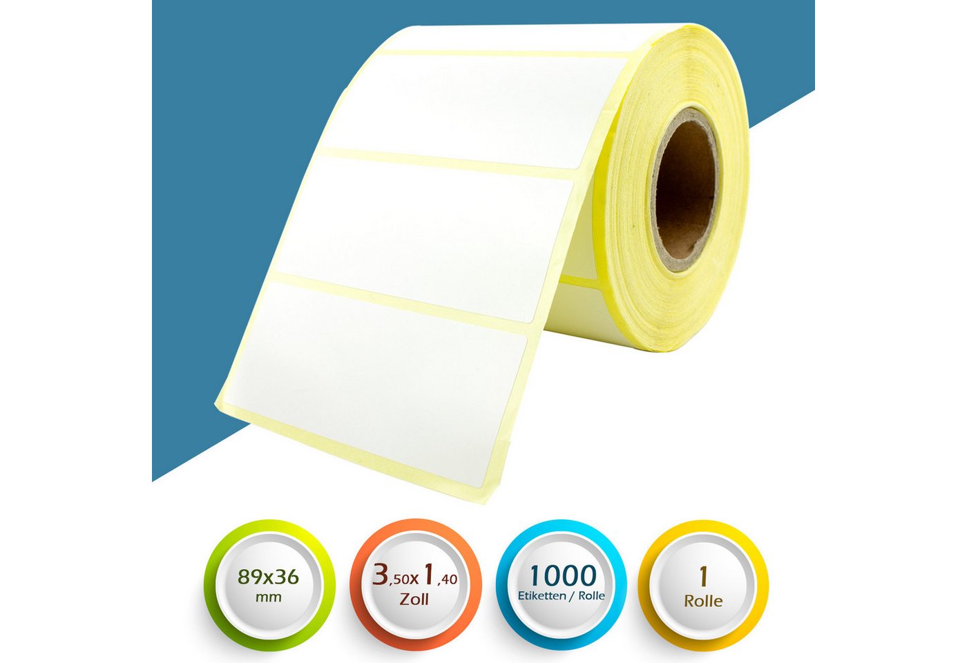GoodMarkt Etiketten 89x36mm Selbstklebende Thermo Etiketten auf Rolle 1000 Labels, Adressetiketten Haushaltsetiketten Bedruckbar Aufkleber für Büro Küche Bild 3