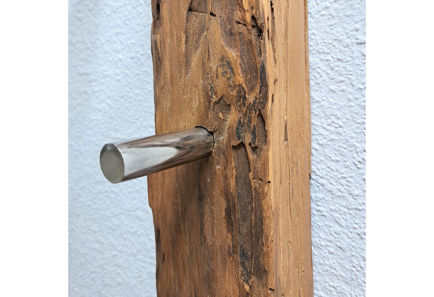 Möbel Akut Wandgarderobe Wandgarderobe 145 cm Teakholz mit 3 Haken B/H/T: 34/145/30 cm