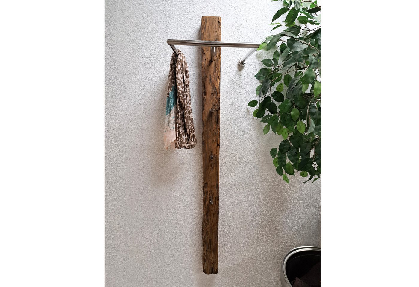 Möbel Akut Wandgarderobe Wandgarderobe 145 cm Teakholz mit 3 Haken B/H/T: 34/145/30 cm Bild 3
