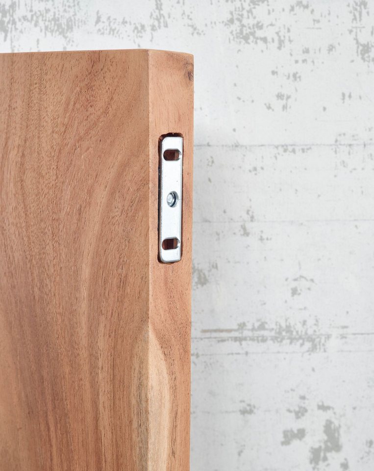FINEBUY Wandregal FB31351 Baumkante Akazie Holz Schweberegal Regal Massiv Hängeregal, mit Baumkante Akazie Massivholz 40 cm hängend, Hängeregal schwebend, Schweberegal Wand Wohnzimmer