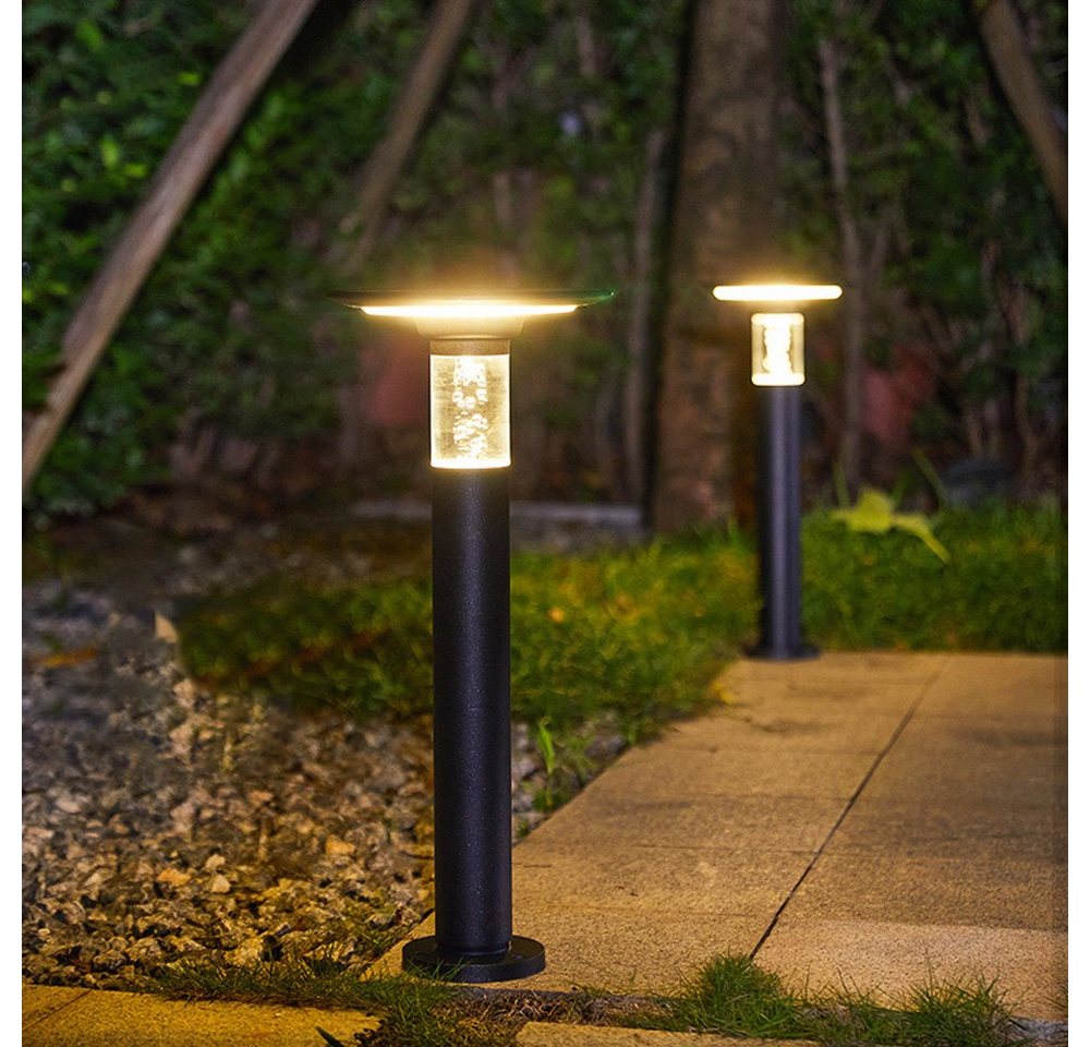 Arnusa LED Außen-Stehlampe Solar Sockelleuchte Wegeleuchte Pollerleuchte 55 cm Gartenlampe, Farbsteuerung, LED fest integriert, Warmweiß, Kaltweiß, 360 lm, Duo Color