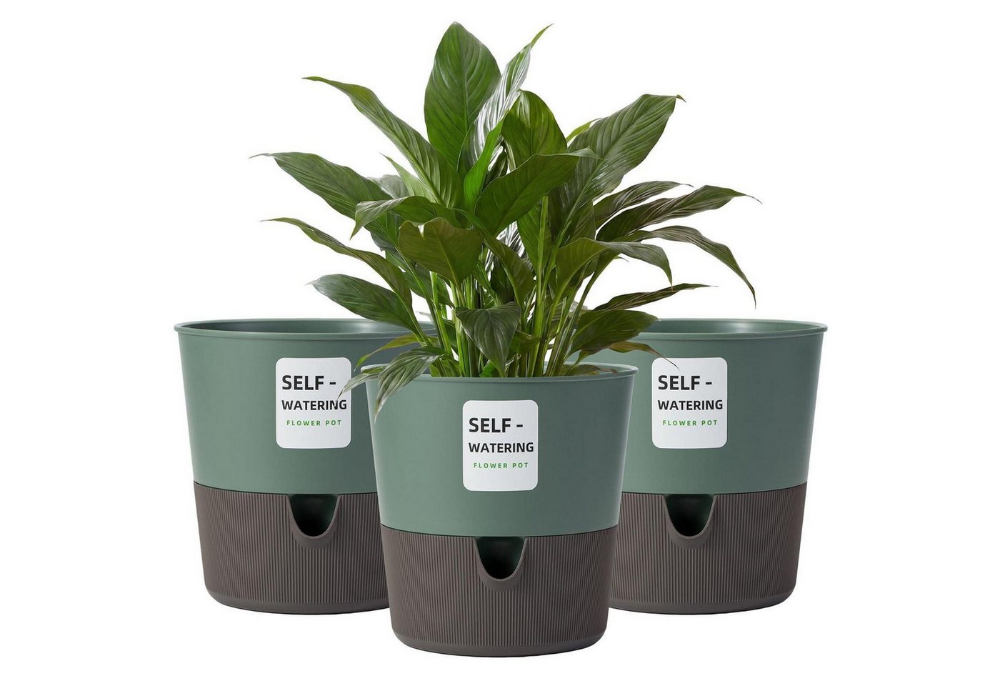 LuxusKollektion Blumentopf Blumentopf Selbstbewässernd 3er 16,5cm Bewässerungssystem Grün 1 Bild 5