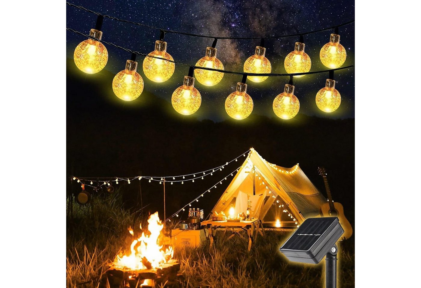 Salcar LED Solarleuchte LED Solarleuchten Garten Kugel Lichterkette Außen Solar Gartenleuchte, Bunt, Warmweiß, Warmweiß, 5M 10LED Lichterkette Bild 4