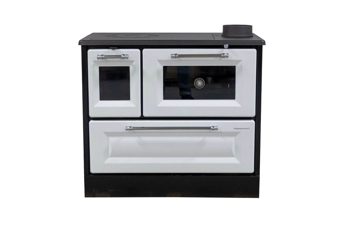 Hosseven Kaminofen mit Backfach und Herdplatte 4012 Weiß Holzofen 8 kW Holz Ofen, 7.7 kW, Dauerbrand, Ofen Mehrfachbelegung Kamin Heizofen Küchenherd Bild 2