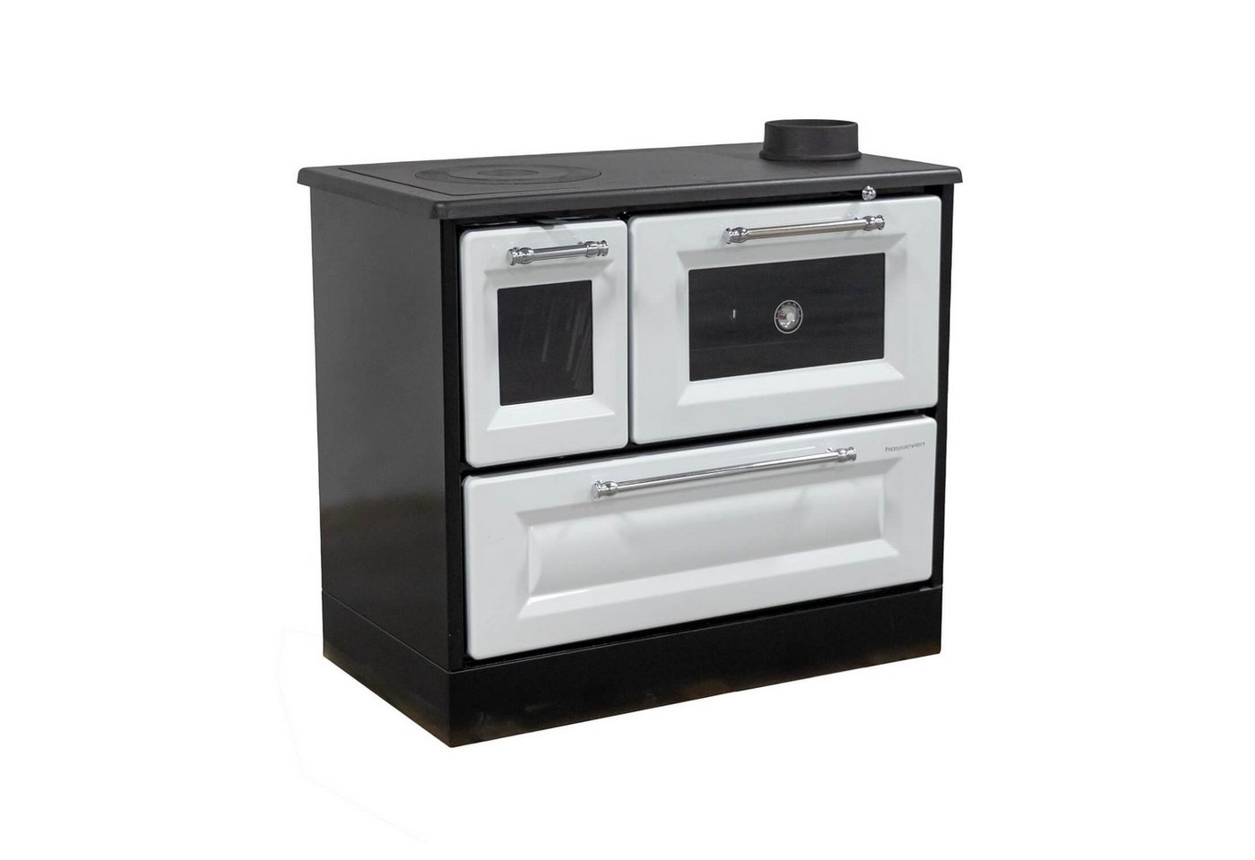Hosseven Kaminofen mit Backfach und Herdplatte 4012 Weiß Holzofen 8 kW Holz Ofen, 7.7 kW, Dauerbrand, Ofen Mehrfachbelegung Kamin Heizofen Küchenherd Bild 3