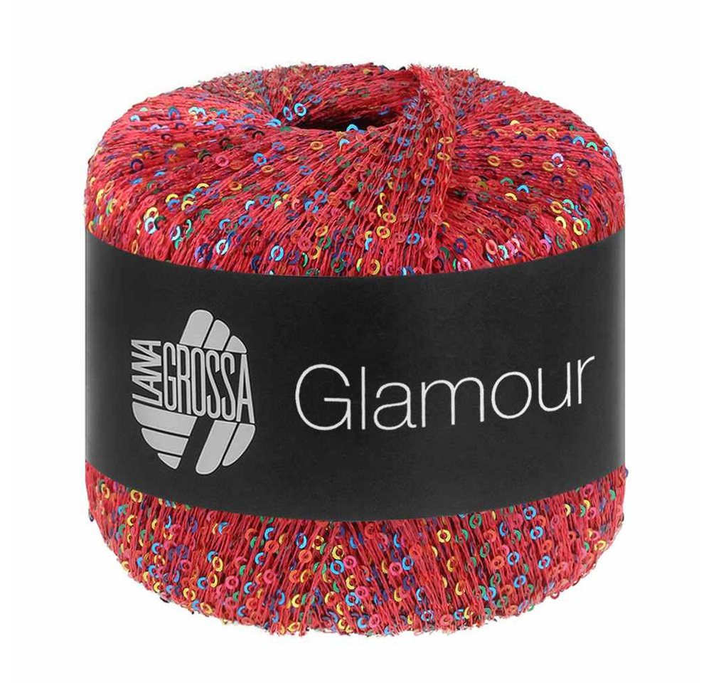 LANA GROSSA GLAMOUR Häkelwolle, 115 m (25 g), glänzendes Effektgarn mit Pailletten