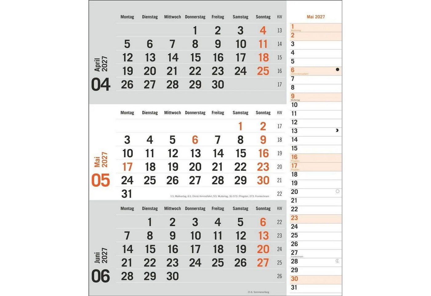 HEYE Wandkalender times&more 3-Monatsplaner, orange 2027 Bild 5