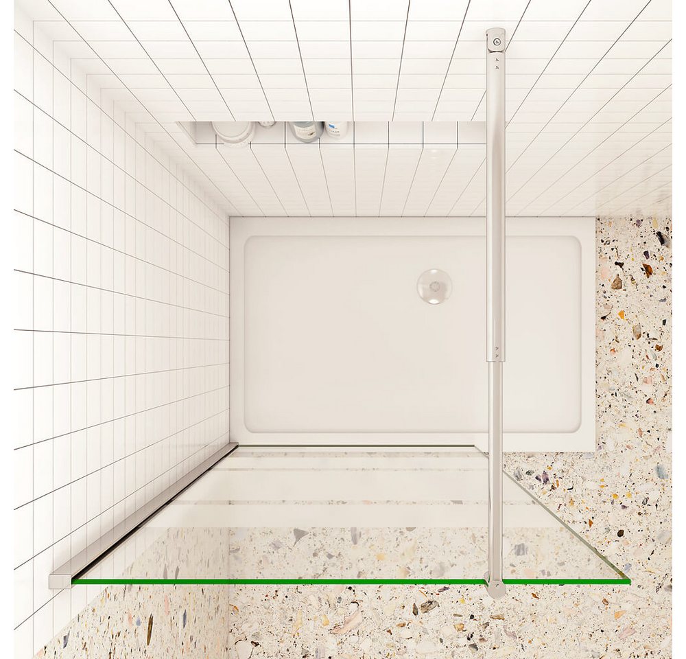 duschspa Duschwand 6mm 190cm Duschkabine Walk in Dusche Trennwand Glas mit Milchstreifen, Einscheibensicherheitsglas, Sicherheitsglas, (Set), Nano Glas Bild 2