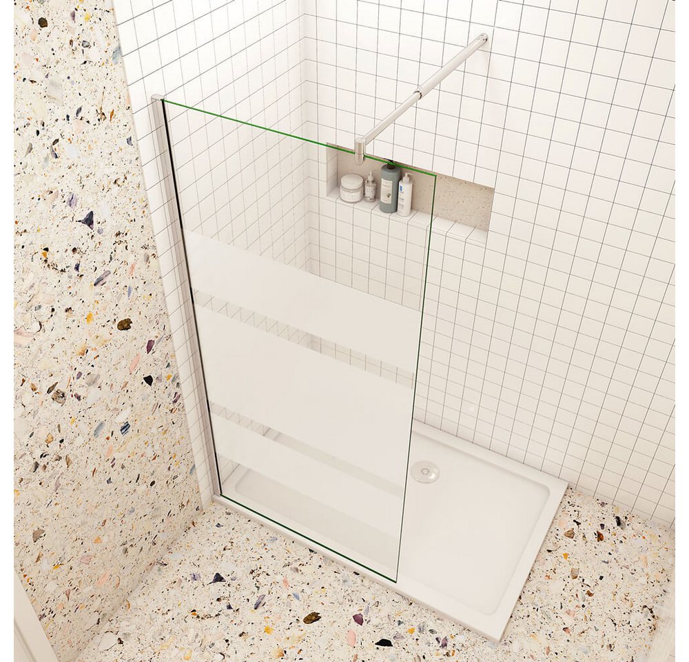 duschspa Duschwand 6mm 190cm Duschkabine Walk in Dusche Trennwand Glas mit Milchstreifen, Einscheibensicherheitsglas, Sicherheitsglas, (Set), Nano Glas Bild 5