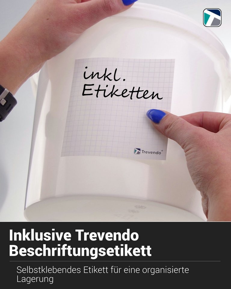 Trevendo Baueimer 5x 15 L Eimer mit Metallgriff, lebensmittelecht - inkl. Etikett, Lebensmittelecht Bild 2