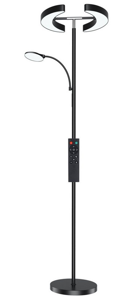 Lujasi LED Stehlampe 36W Stehlampe Wohnzimmer, Modern Deckenfluter mit Fernbedienung, Schwarz Stehleuchte, LED fest integriert, Kaltweiß/natürliches Licht/Warmweiß, 28W mit 8W Leselampe 4 Lichtfarben für Wohnzimmer, Schlafzimmer, Büro Bild 4
