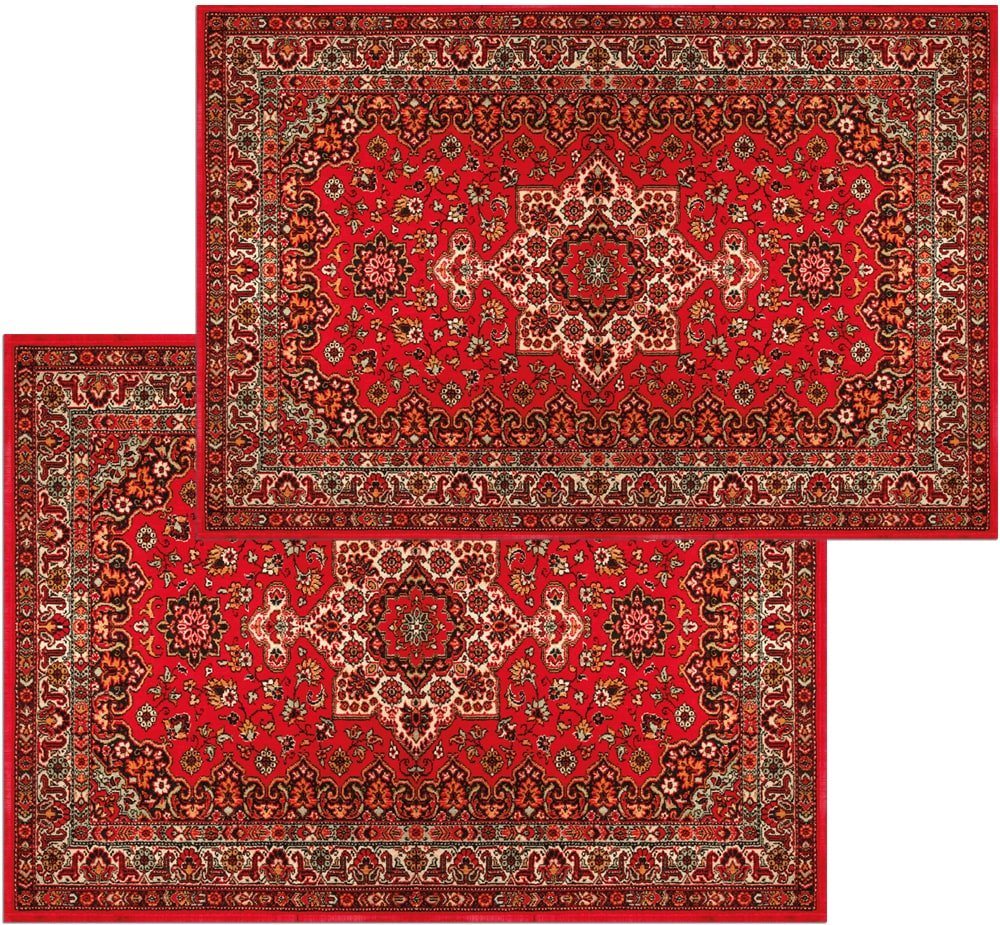 matches21 HOME & HOBBY Fußmatte Türmatte Vintage Perser rot in 50x70 cm als Fussabtreter, rechteckig, Höhe: 5 mm, Rutschfester Türvorleger für innen als waschbare Schmutzfangmatte Bild 2