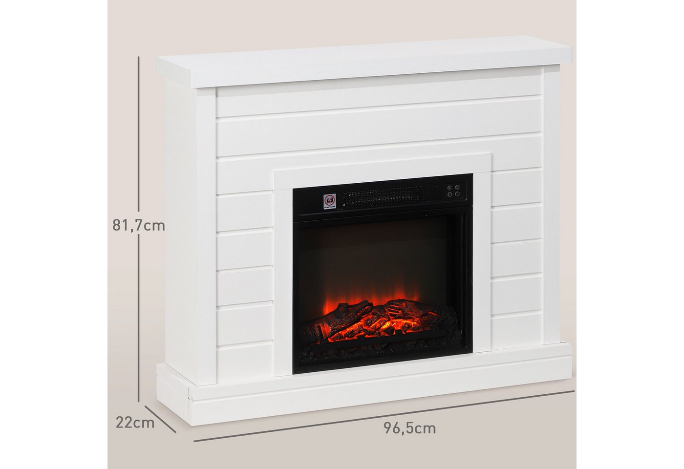 HOMCOM Elektrokamin Elektrokamin, Dekokamin mit Timer, 1800W, Thermostat, Weiß, Überhitzungsschutz, Weiß