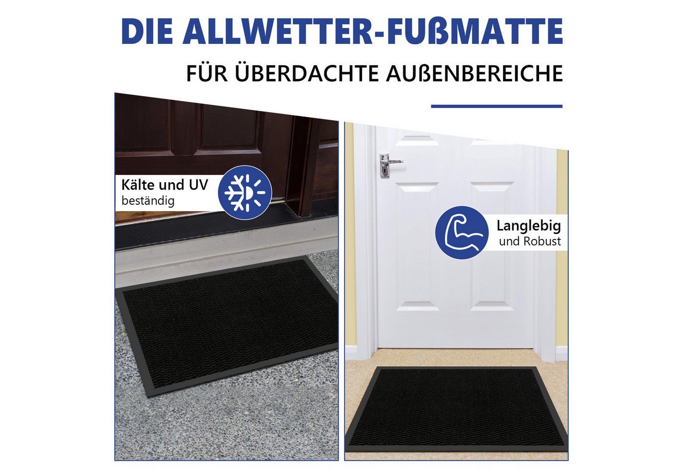 SunJas Fußmatte Innen und Außen rutschfest Fußmatten, schmutzabweisend & abriebfest, Rechteckig, Höhe: 5 mm, Eingangsmatte&Schmutzfangmatte&Türmatte,3 Größen & 3 Farben Bild 4