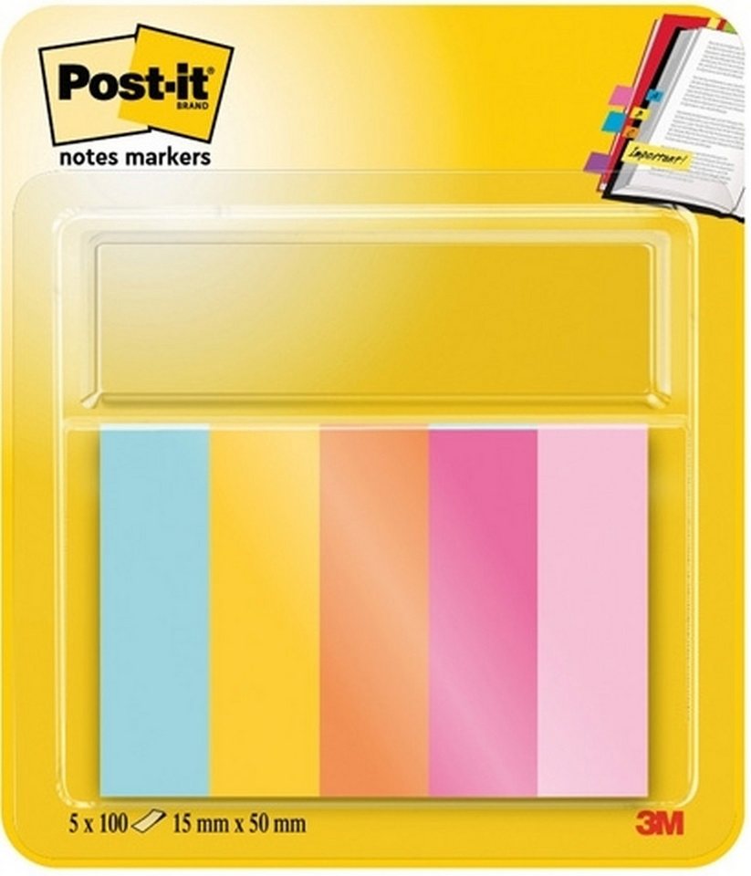 Post-it Notes Haftnotizblock Haftstreifen Page Marker Beachside Collection, sortiert, 5 x 50 Blatt