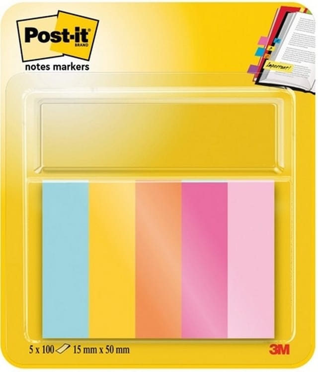 Post-it Notes Haftnotizblock Haftstreifen Page Marker Beachside Collection, sortiert, 5 x 50 Blatt