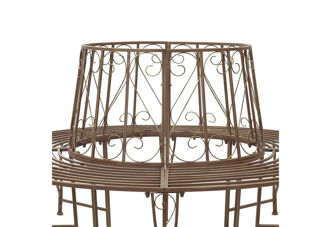 vidaXL Gartenbank Baumbank 8-Sitzanzahl Ø 160 x 89 cm Stahl Antikbraun Rund (1-St) Bild 3