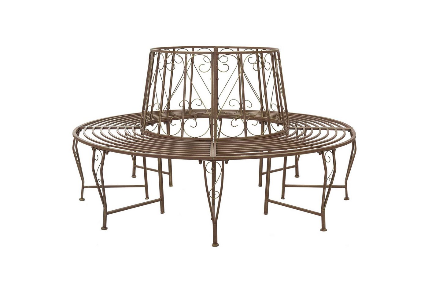 vidaXL Gartenbank Baumbank 8-Sitzanzahl Ø 160 x 89 cm Stahl Antikbraun Rund (1-St) Bild 4