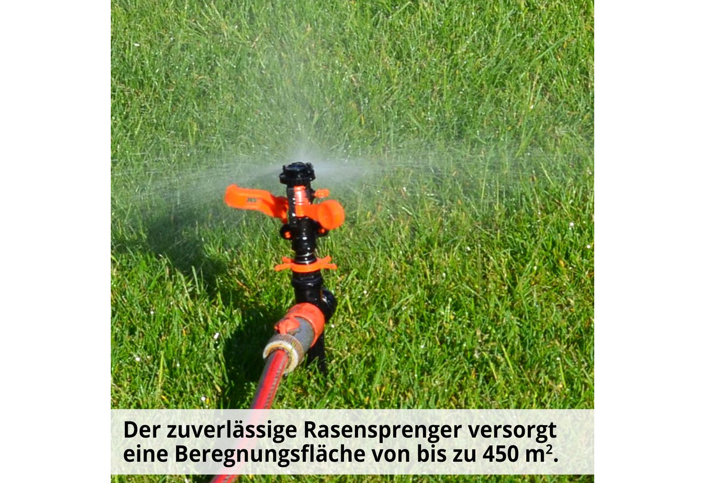 Hecht Regner 08103 Impulsregner, für Flächen bis 450 m², 15 cm lang, Rasensprenger Gartensprenger Kreisregner Erdspieß Bewässerung 360° Bild 4