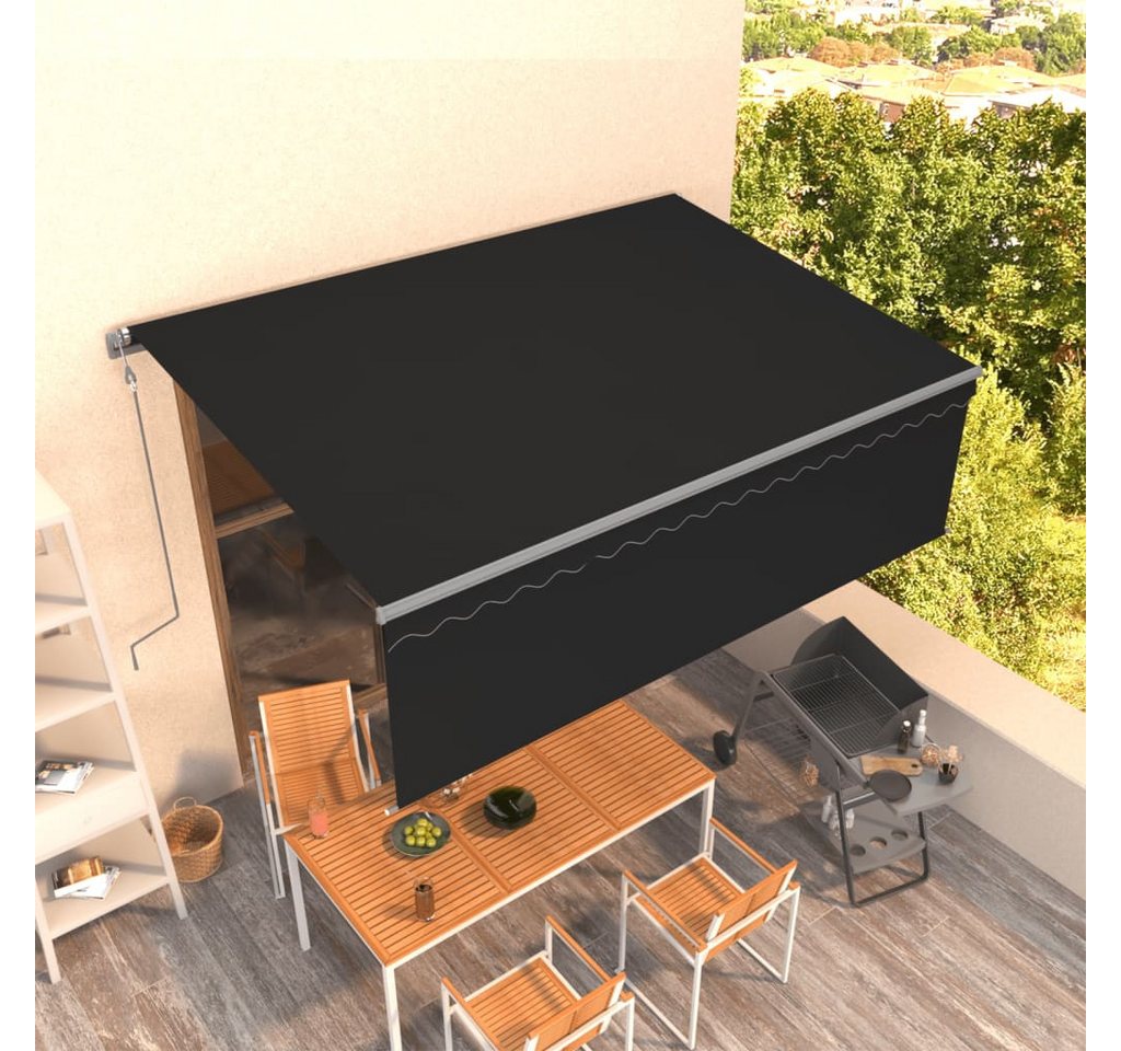 furnicato Markise Einziehbare 4 x 3 m Anthrazit für deinen Außenbereich UV-beständiges Sonnenschutz-Tuch mit Fernbedienung und Handkurbel Bild 2
