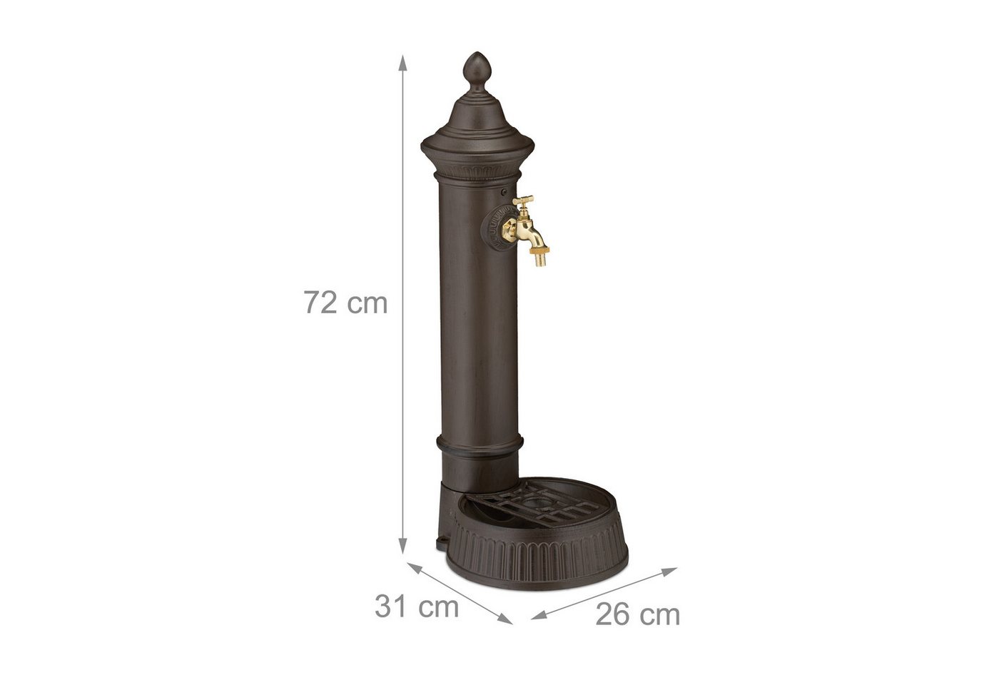 relaxdays Gartenbrunnen Standbrunnen antik 72 cm, 26 cm Breite, (1 tlg) Bild 4