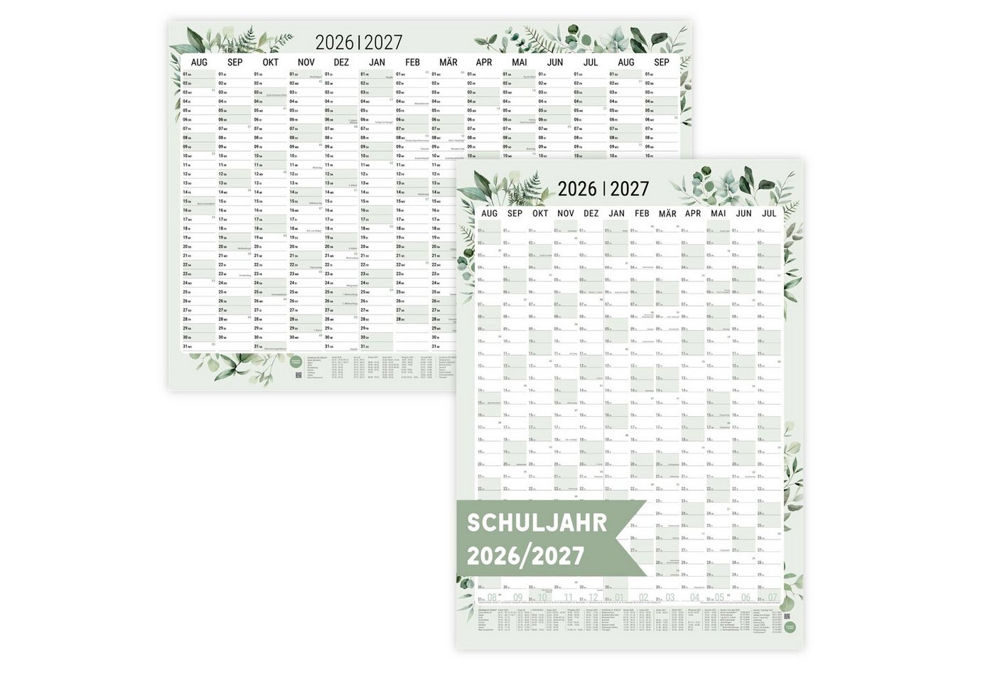 heaven+paper Jahresplaner Schuljahresplaner A1 2026/2027 Green Querformat/Hochformat, Hergestellt in Deutschland Bild 4