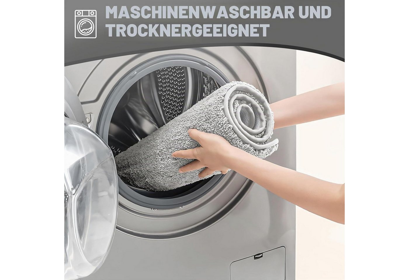 ibettertec Badematte Badvorleger, Badezimmer Teppich, badezimmerteppich, Höhe 2 mm, rutschhemmend beschichtet, schnell trocknend, strapazierfähig, fußbodenheizungsgeeignet, Polyester, rechteckig, Badteppich, Badematten, rechteckig Bild 2