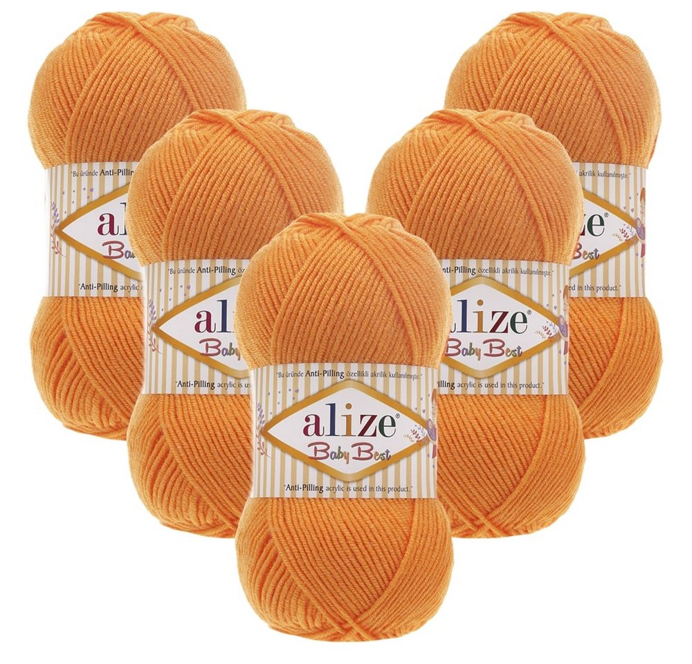 Alize 5 x ALIZE Baby Best 336 Orange Häkelwolle, 240 m, Babywolle,Viskose,Anti-Pilling,Babygarn Bild 3