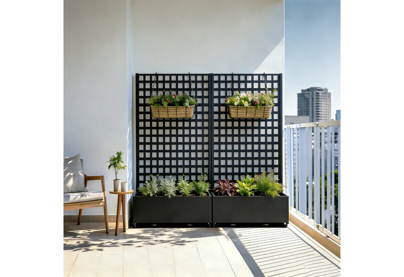 casa.pro Blumenkasten, mit Trennwand »Toma« Rankhilfe Stahl 190x82x38 cm Schwarz Bild 2