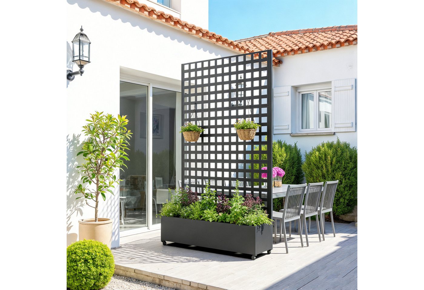 casa.pro Blumenkasten, mit Trennwand »Toma« Rankhilfe Stahl 190x82x38 cm Schwarz Bild 3