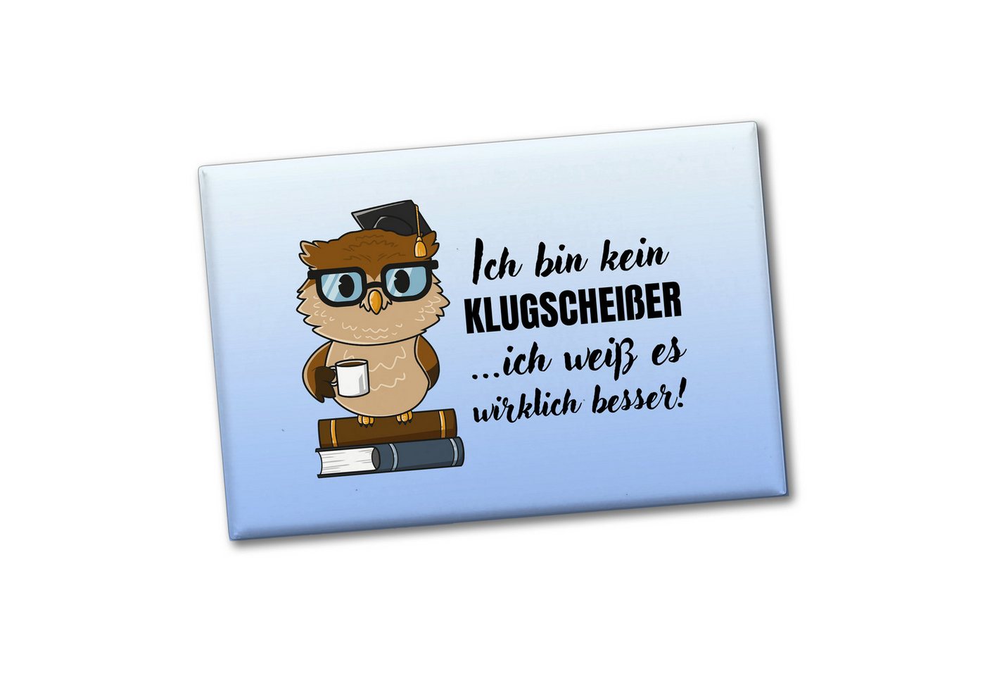 speecheese Magnet Besserwisser-Eule Souvenir Magnet eckig mit Spruch kein Klugscheißer Bild 2