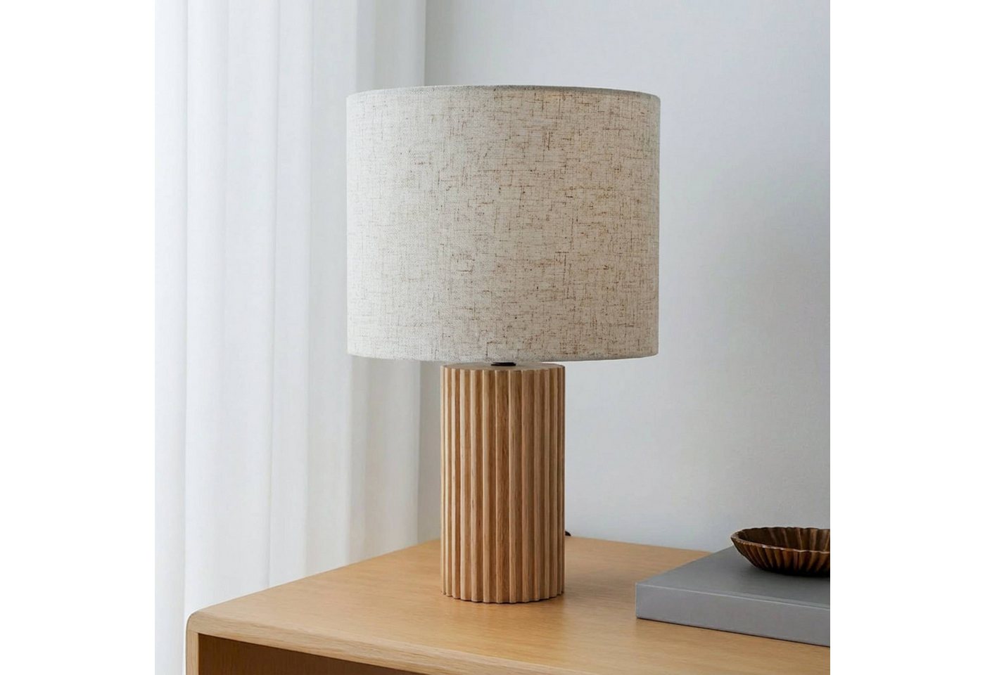 Lindby Tischleuchte Kimiko, Holz IP20, 1 x 15 W LED