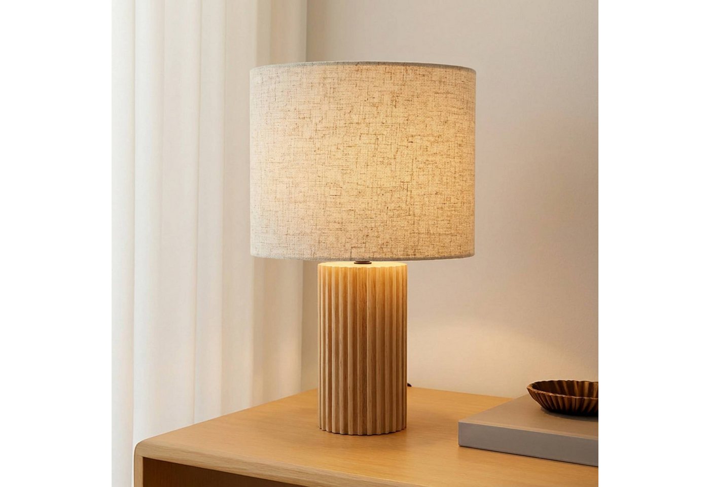 Lindby Tischleuchte Kimiko, Holz IP20, 1 x 15 W LED Bild 2